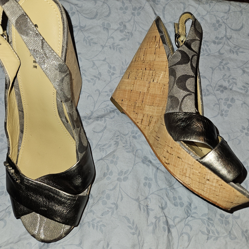 Stylish Black and Silver Wedge Sandals